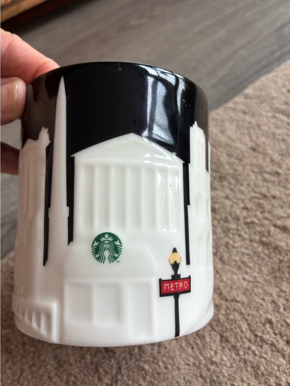 Starbucks Paris Mug 2011 Collector Series 16oz Black White Embossed City Coffee